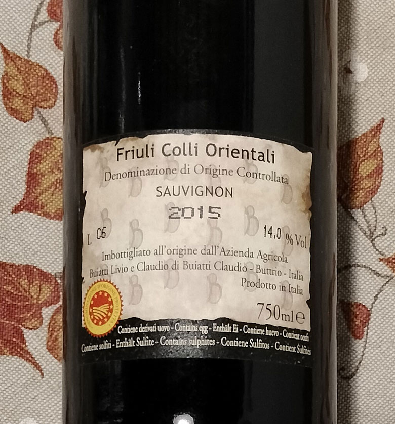 Friuli Colli Orientali Sauvignon 2015 Buiatti Livio e Claudio