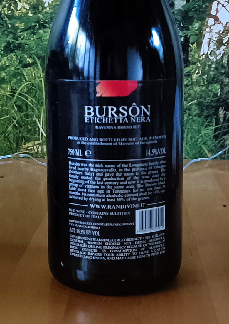 Rosso Bursôn Etichetta Nera 2009 Randi