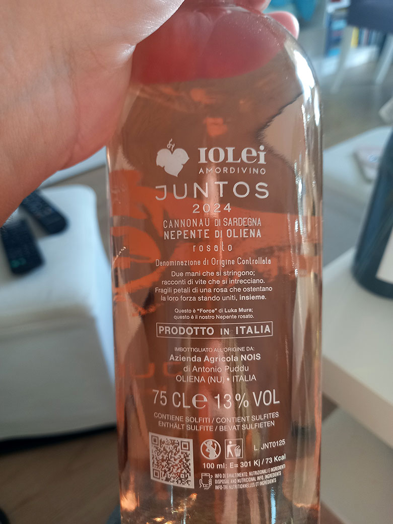 Cannonau di Sardegna Nepente di Oliena Rosato Juntos 2024 Iolei