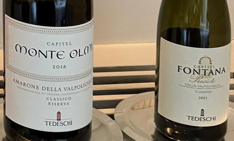 Amarone della Valpolicella Classico Riserva Capitel Monte Olmi 2018 e Recioto della Valpolicella Classico Capitel Fontana 2021 di Tedeschi