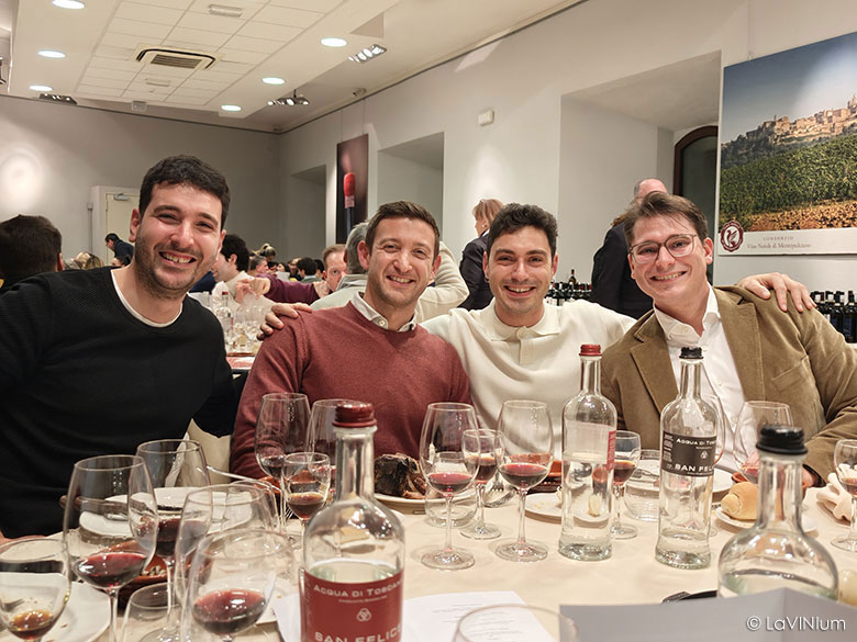 Da sinistra: Niccolò Tiberini, Andrea Benevento (direttore Tenuta Calimaia), Manuel Frangiosa (I Cipressi) e Mattia Fiorini (Godiolo)