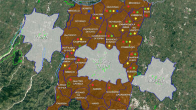 Cartina vino doc Reggiano