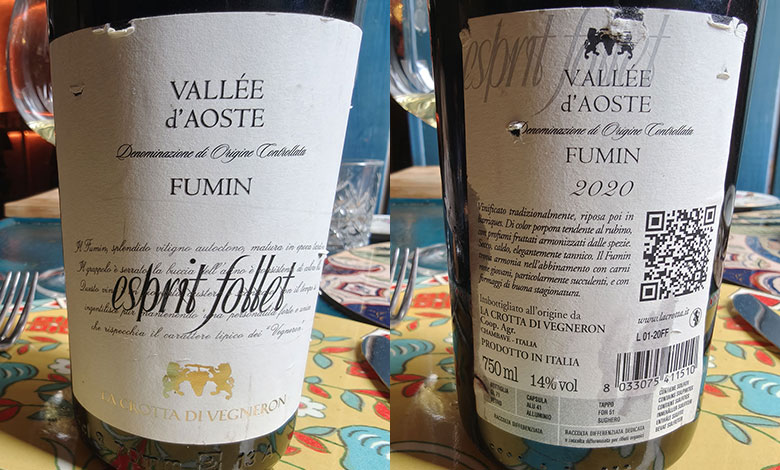 Vallée d’Aoste Fumin Esprit Follet 2020 La Crotta di Vegneron