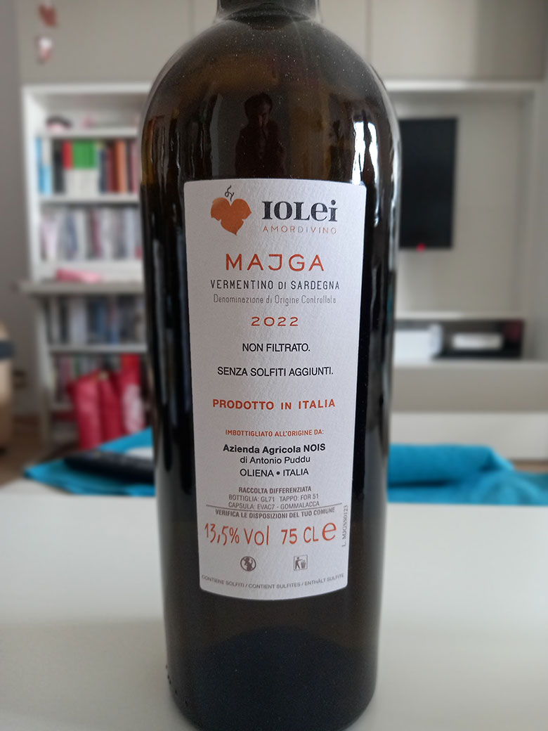 Vermentino di Sardegna Majga Non Filtrato Senza Solfiti Aggiunti 2022 Iolei