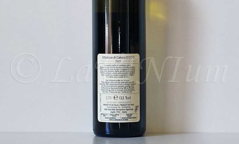 Erbaluce di Caluso d'Ottobre Scelte di Vite 2021 Cantina 366