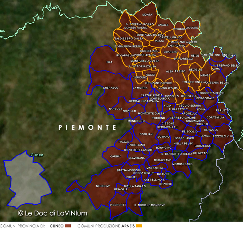 Mappa vino DOC Langhe