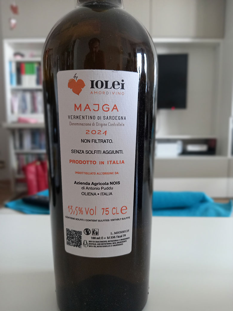 Vermentino di Sardegna Majga Non Filtrato Senza Solfiti Aggiunti 2024 Iolei
