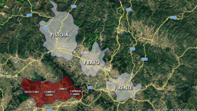 Mappa vino docg Chianti sottozona Terre di Vinci