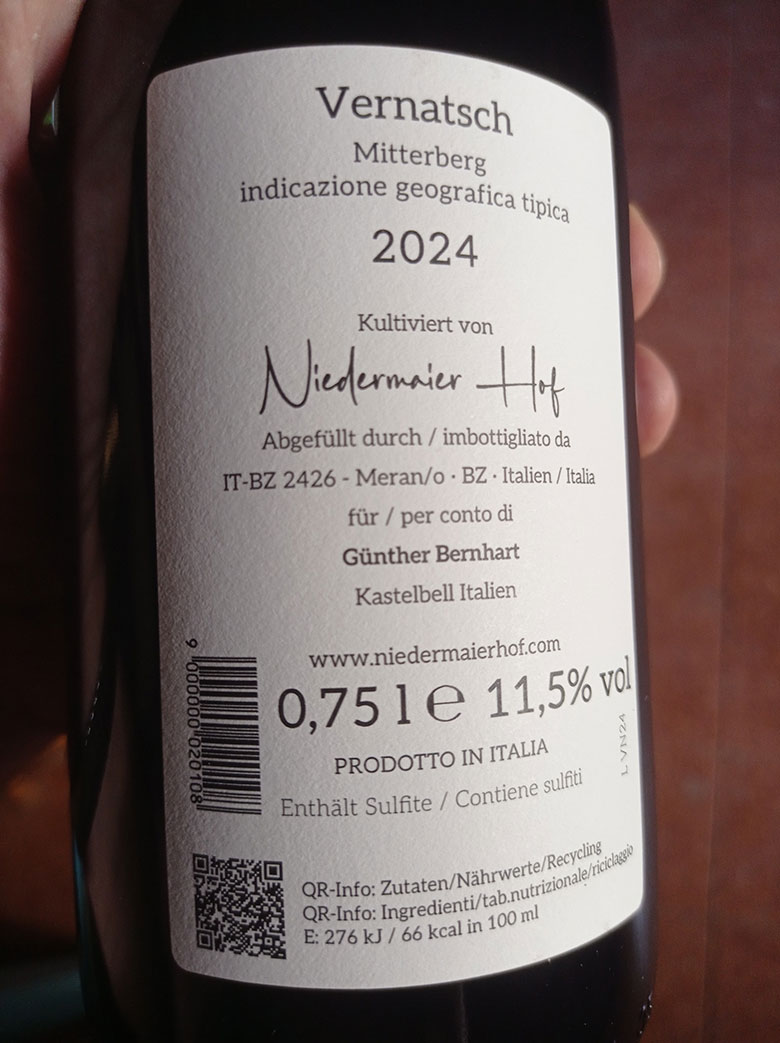 Sunnenberg Mitterberg Vernatsch Igt 2024 Niedermaierhof