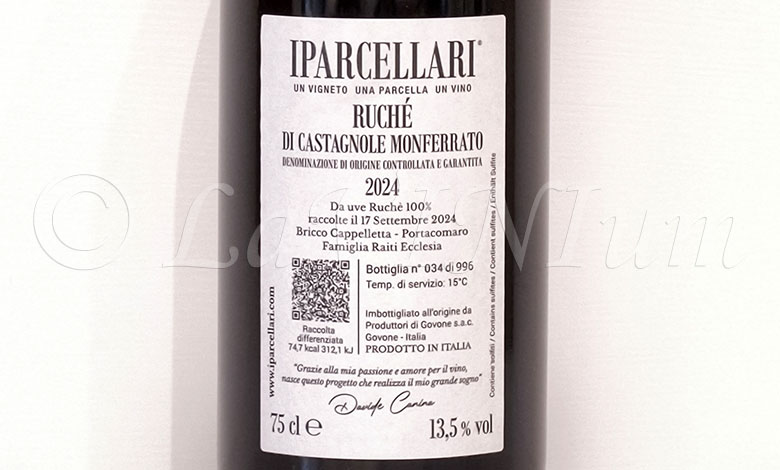 Ruché di Castagnole Monferrato Tre Parcelle 2024 I Parcellari