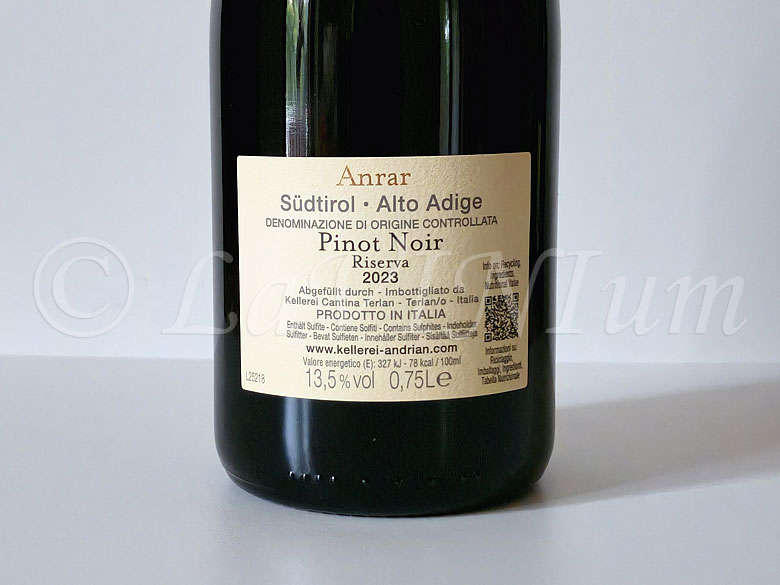 Alto Adige Pinot Noir Anrar Riserva 2023 Andriano